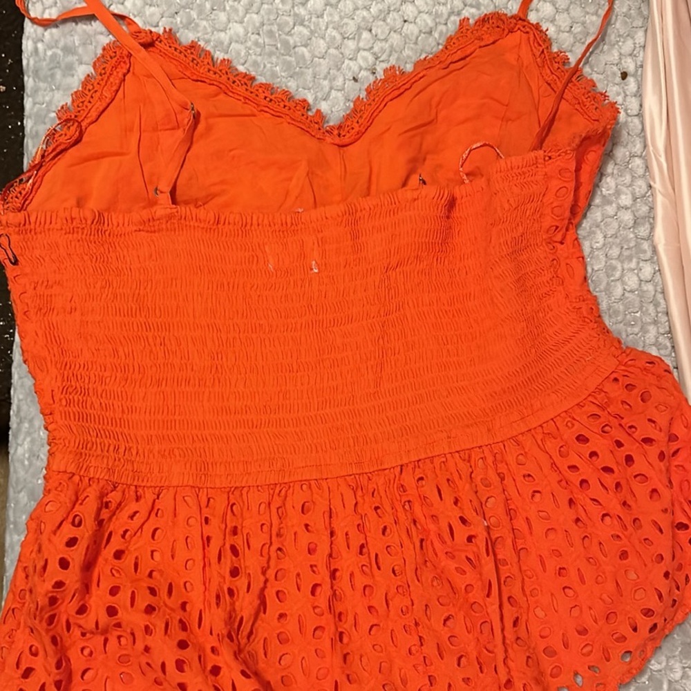 Lace embroidered coral tank top peplum style, never worn.